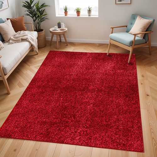 Tapis Shaggy Uni Rouge 160x213 Cm Claire
