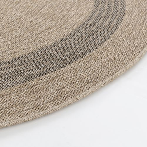 Tapis Rond Extérieur/intérieur Aspect Jute Beige/noir Ø 160 Cm Rhonda