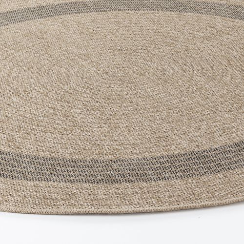 Tapis Rond Extérieur/intérieur Aspect Jute Beige/noir Ø 160 Cm Rhonda