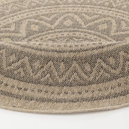 Tapis Rond Extérieur/intérieur Aspect Jute Beige/noir Ø 160 Cm Nova