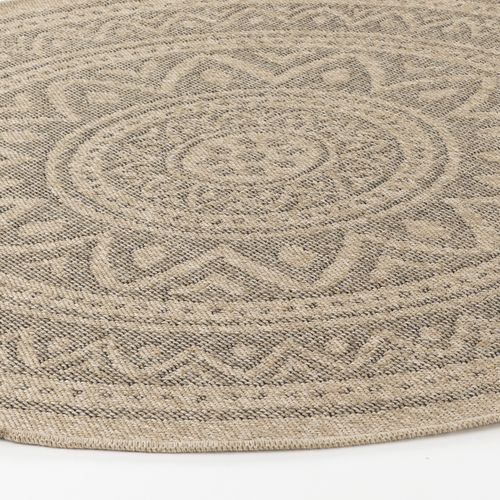 Tapis Rond Extérieur/intérieur Aspect Jute Beige/noir Ø 160 Cm Nova