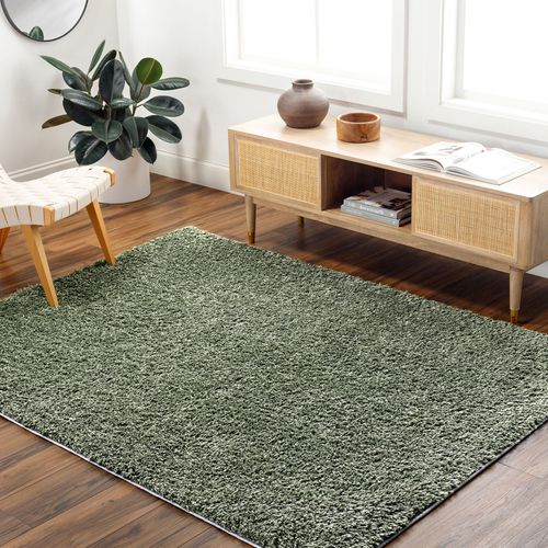 Tapis Shaggy Uni Vert 160x213 Cm Soso