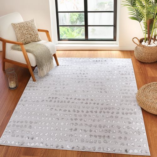 Tapis Scandinave à Pois Gris/blanc 200x275 Cm Valkiria