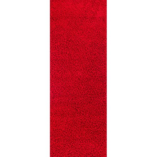 Tapis De Couloir Shaggy Uni Rouge 80x220 Cm Lilly