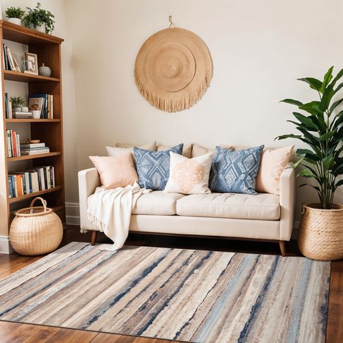 Tapis Scandinave Moderne Blanc/gris/bleu 120x170 Cm Pandora