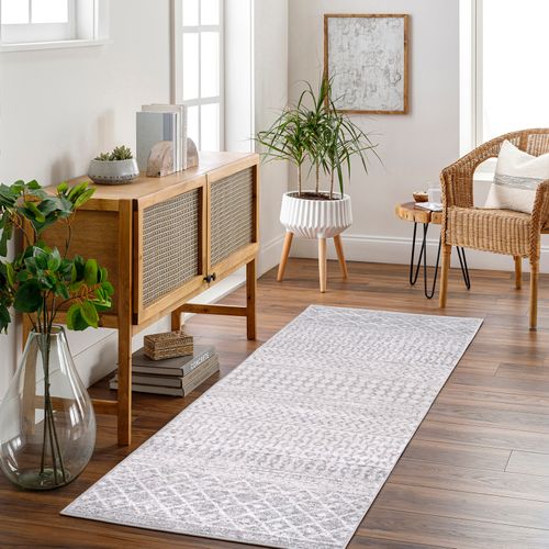 Tapis Scandinave Bohème Gris/blanc 80x150 Cm Mila