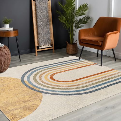 Tapis Scandinave Moderne Lavable En Machine Multicolore/beige 120x170 Cm Barbara