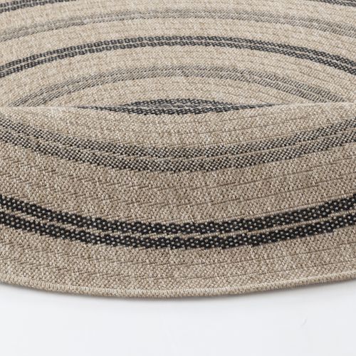 Tapis Rond Extérieur/intérieur Aspect Jute Beige/noir Ø 100 Cm Rhonda