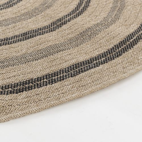 Tapis Rond Extérieur/intérieur Aspect Jute Beige/noir Ø 100 Cm Rhonda