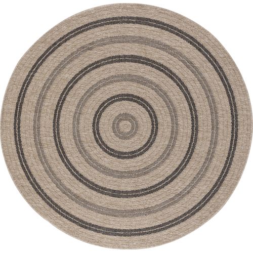 Tapis Rond Extérieur/intérieur Aspect Jute Beige/noir Ø 100 Cm Rhonda