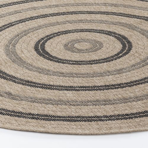 Tapis Rond Extérieur/intérieur Aspect Jute Beige/noir Ø 100 Cm Rhonda