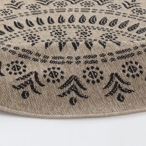 Tapis Rond Extérieur/intérieur Aspect Jute Beige/noir Ø 160 Cm Vera