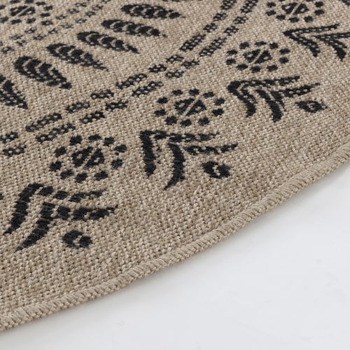 Tapis Rond Extérieur/intérieur Aspect Jute Beige/noir Ø 160 Cm Vera