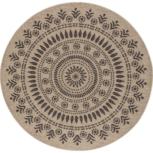 Tapis Rond Extérieur/intérieur Aspect Jute Beige/noir Ø 160 Cm Vera