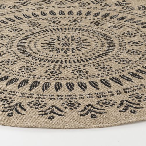 Tapis Rond Extérieur/intérieur Aspect Jute Beige/noir Ø 160 Cm Vera
