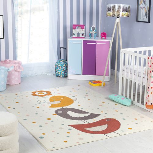 Tapis Enfant Oiseaux Jaune/bleu/marron 160x213 Cm Pioupiou