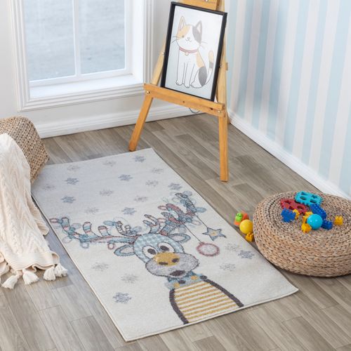Tapis Enfant Caribou Multicolore/bleu 80x150