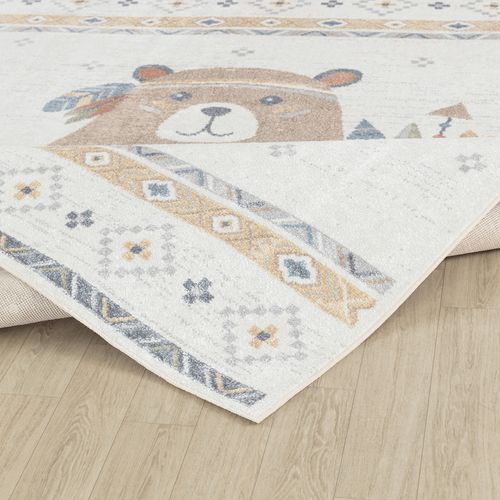 Tapis Enfant Lavable En Machine Ours Indien Beige/brun 160x213 Cm Oursigene