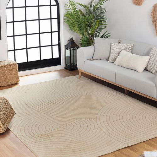 Tapis Intérieur/extérieur à Effet 3d Et Relief Beige 200x275 Cm Koana