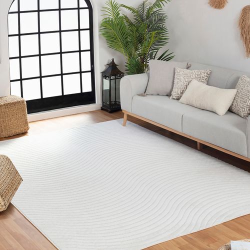 Tapis Intérieur/extérieur à Effet 3d Et Relief Blanc 200x275 Cm Ayumi