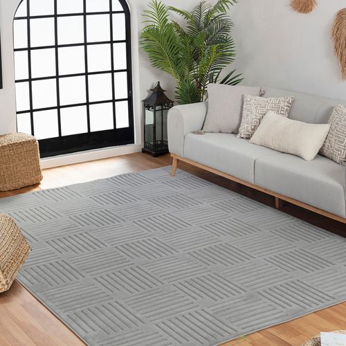 Tapis Intérieur/extérieur à Effet 3d Et Relief Gris 200x275 Cm Midori