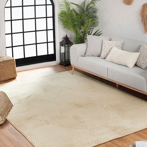 Tapis Intérieur/extérieur à Effet 3d Et Relief Beige 200x275 Cm Reyko