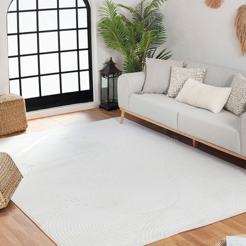 Tapis Intérieur/extérieur à Effet 3d Et Relief Blanc 200x275 Cm Reyko