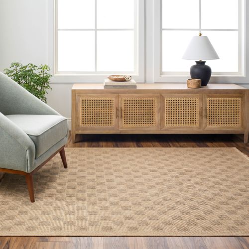 Tapis D'extérieur/intérieur à Carreaux Aspect Jute Beige 200x275 Cm Tori