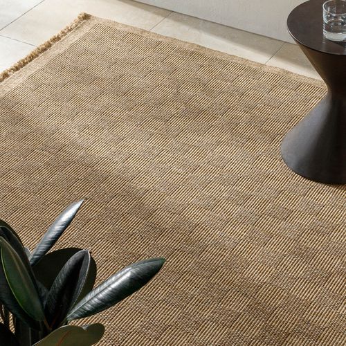 Tapis D'extérieur/intérieur à Carreaux Aspect Jute Beige 160x213 Cm Tori