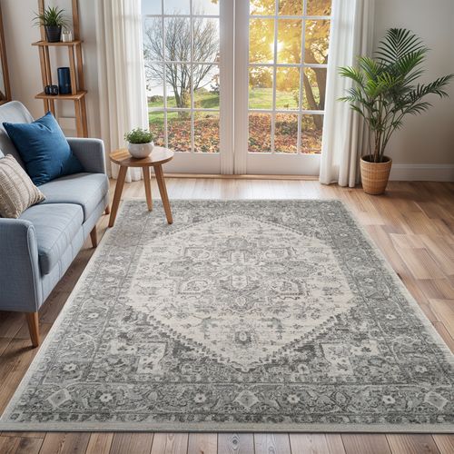 Tapis Vintage Oriental Gris/blanc 140x200 Cm Farah