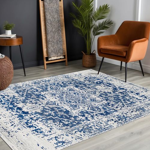 Tapis Vintage Oriental Bleu/blanc 140x200 Cm Juliette