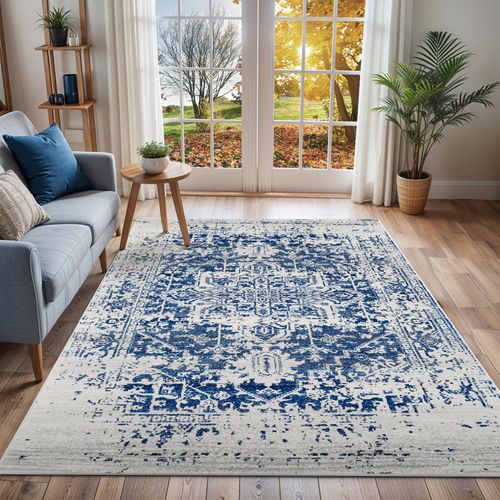 Tapis Vintage Oriental Bleu/blanc 140x200 Cm Juliette