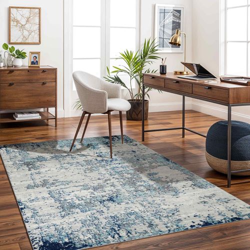 Tapis Abstrait Moderne Bleu/gris/blanc 140x200 Cm Sarah