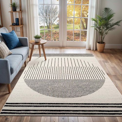 Tapis Scandinave Moderne Blanc/noir 140x200 Cm Enso