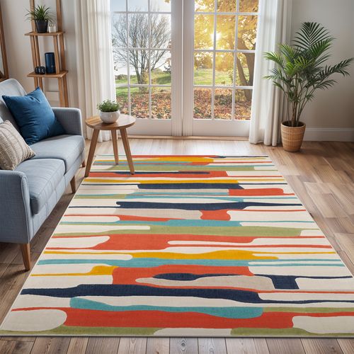 Tapis Scandinave Moderne Multicolore/orange 200x275 Cm Anais