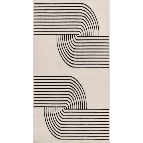 Tapis De Couloir Scandinave Rétro Blanc/noir 80x220 Cm Constance