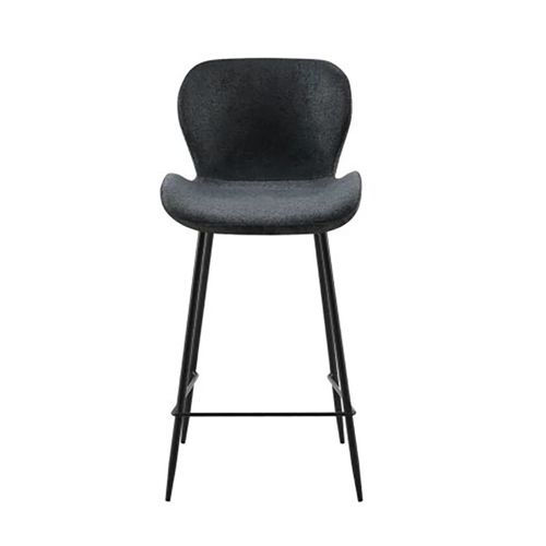 Tabouret De Bar Tissu Gris Pieds Métal Noir