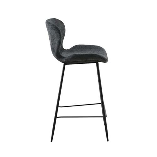 Tabouret De Bar Tissu Gris Pieds Métal Noir
