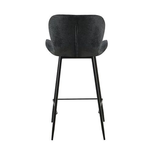 Tabouret De Bar Tissu Gris Pieds Métal Noir