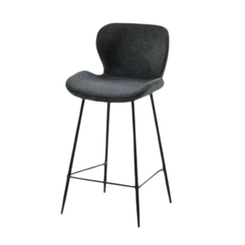 Tabouret De Bar Tissu Gris Pieds Métal Noir