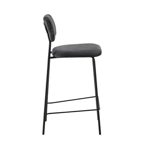 Tabouret De Bar Style Écolier Velours Côtelé Gris