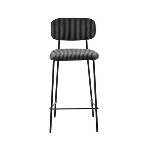 Tabouret De Bar Style Écolier Velours Côtelé Gris