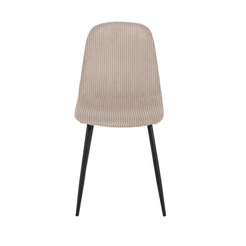 Chaise Velours Côtelé Beige Pieds Métal Noir