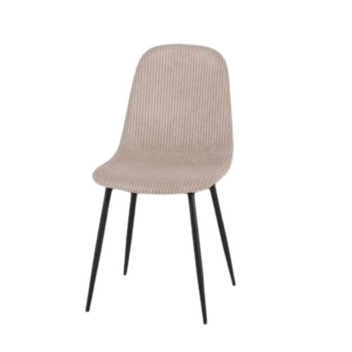 Chaise Velours Côtelé Beige Pieds Métal Noir