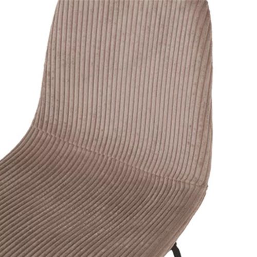 Chaise Velours Côtelé Chocolat Pieds Métal Noir