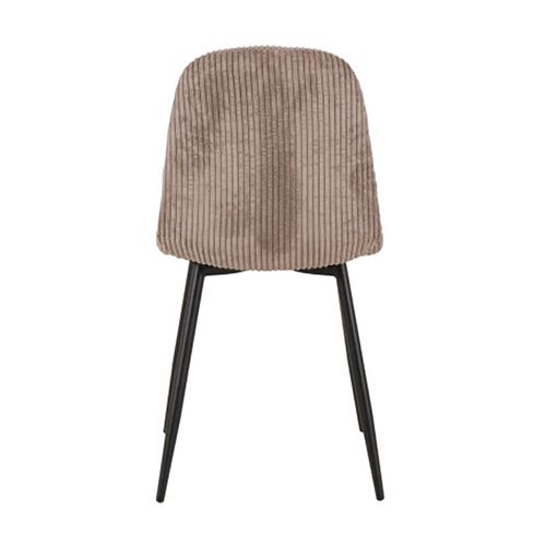 Chaise Velours Côtelé Chocolat Pieds Métal Noir