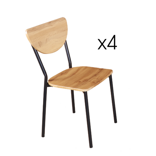 Ensemble Table + 4 Chaises Bois Et Métal