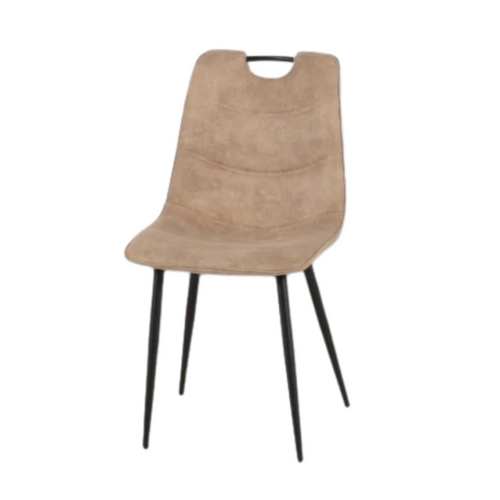 Chaise Simili Taupe Avec Poignée Pieds Métal Noir