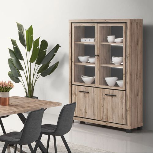 Vitrine Avec Éclairage 2+2 Portes Elena