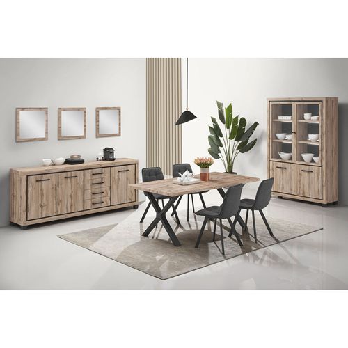 Table à Manger 190 X 95 Cm Pieds En X Métal Elégance